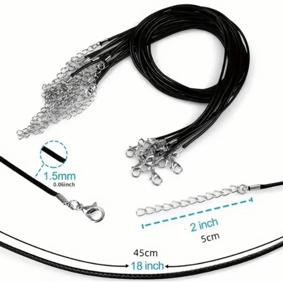 ⭐️ 5 for $25 Natural Stone Water Droplet Pendant Necklace on a Black Cord - Picture 4 of 8